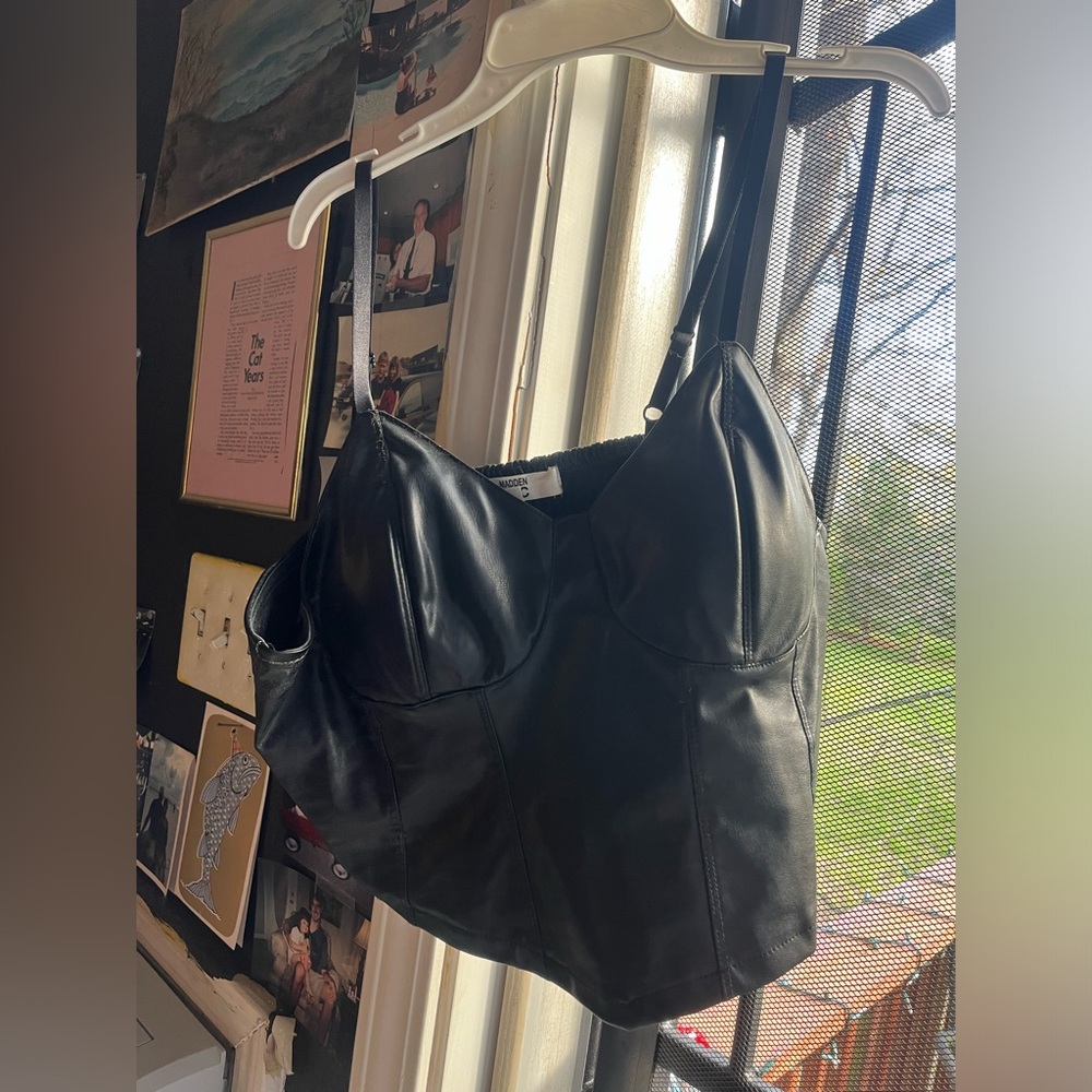 Madden NYC faux leather corset type top with adjustable straps. NEVER WORN